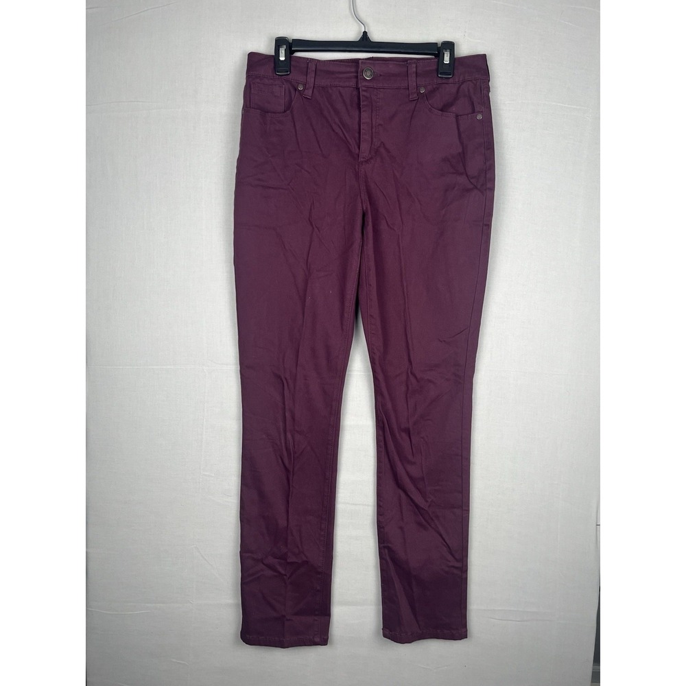 Bandolino Amy Womens Jeans Size 6 Burgundy Straight Leg Mid Rise Stretch